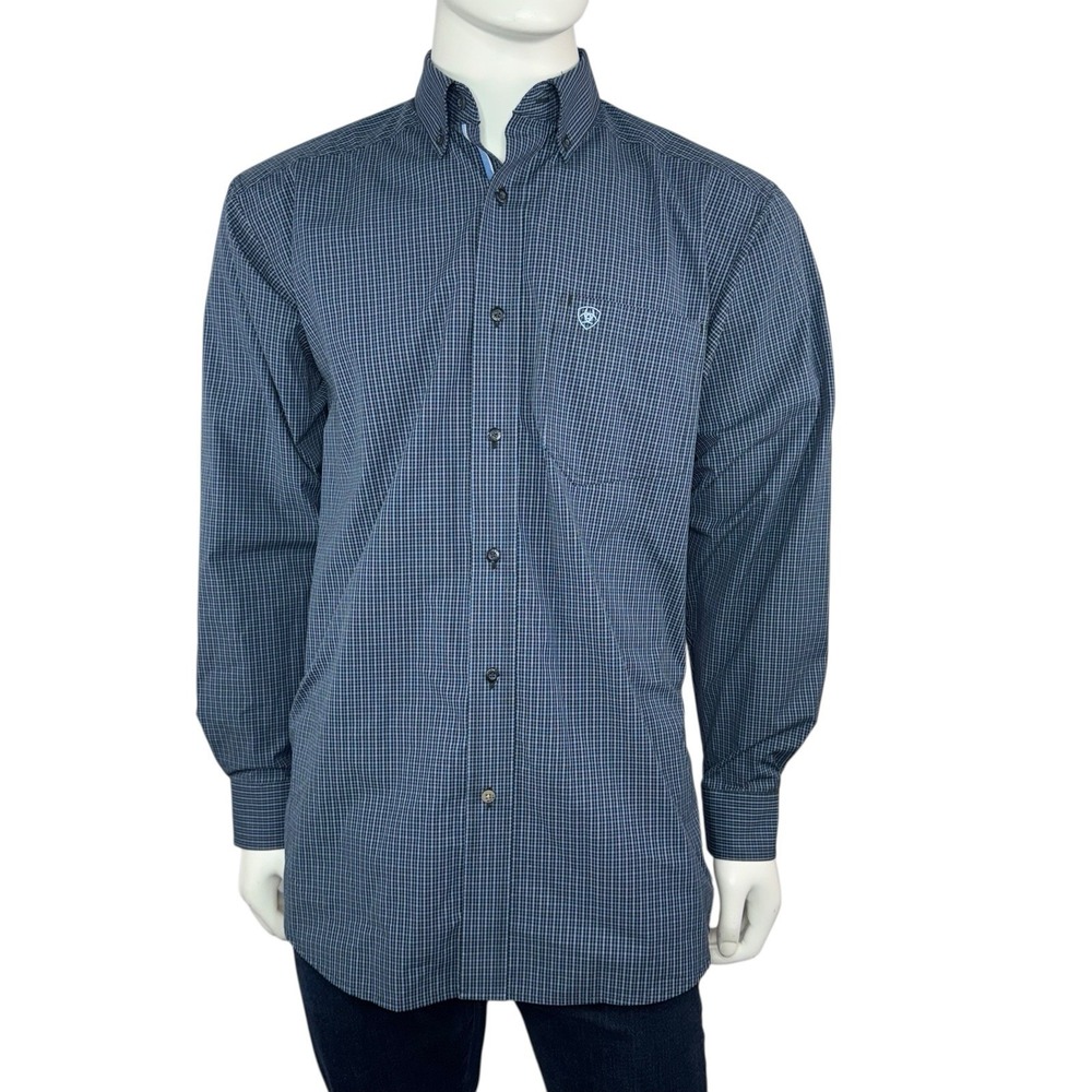 Ariat Pro Series Classic Fit Checkered Print‎ Long Sleeve Cowboy Western Shirt M